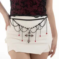 Wholesale Jewelry Basic Cross Arylic Alloy Iron Crystal Tassel Waist Chain sku image 2