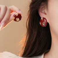 1 Pair Casual Retro Commute Flower Plating Alloy Ear Studs main image 4