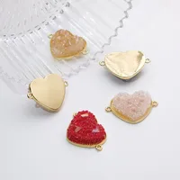 1 Piece 21*31mm Copper Artificial Crystal Resin 18K Gold Plated Heart Shape Pendant Jewelry Accessories main image 4