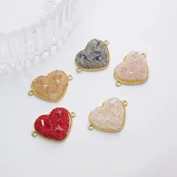 1 Piece 21*31mm Copper Artificial Crystal Resin 18K Gold Plated Heart Shape Pendant Jewelry Accessories main image 1