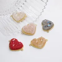 1 Piece 21*31mm Copper Artificial Crystal Resin 18K Gold Plated Heart Shape Pendant Jewelry Accessories main image 3