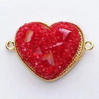 1 Piece 21*31mm Copper Artificial Crystal Resin 18K Gold Plated Heart Shape Pendant Jewelry Accessories sku image 1