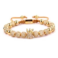 Brass Inlay Round Crown Zircon Bracelets main image 3