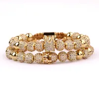 Brass Inlay Round Crown Zircon Bracelets sku image 3