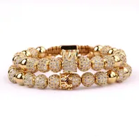 Brass Inlay Round Crown Zircon Bracelets main image 1