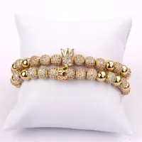 Brass Inlay Round Crown Zircon Bracelets main image 5