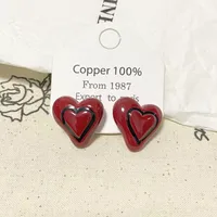 1 Pair Simple Style Commute Heart Shape Plating Resin Ear Studs main image 3