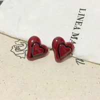 1 Pair Simple Style Commute Heart Shape Plating Resin Ear Studs main image 1