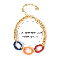 Casual Sweet Geometric 14K Gold Plated 304 Stainless Steel Arylic Curb Chain Chain & Link Bracelets Wholesale main image 2