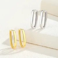 1 Piece 14K Gold Plated White Gold Plated Sterling Silver Oval Earrings main image 1