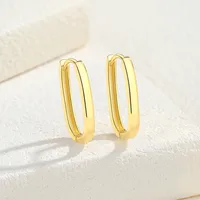 1 Piece 14K Gold Plated White Gold Plated Sterling Silver Oval Earrings main image 6