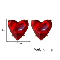 1 Pair Glam Simple Style Heart Shape Alloy Resin Ear Studs main image 2