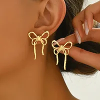 1 Pair Elegant Cute Bow Knot Iron Ear Studs main image 1