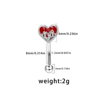 1 Piece Eyebrow Studs Hip-Hop Rock Punk Heart Shape Skull 316 Stainless Steel  Arylic Copper Epoxy Plating Acrylic White Gold Plated Eyebrow Studs main image 2