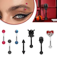 1 Piece Eyebrow Studs Hip-Hop Rock Punk Heart Shape Skull 316 Stainless Steel  Arylic Copper Epoxy Plating Acrylic White Gold Plated Eyebrow Studs main image 1