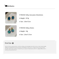 1 Pair Glam Luxurious Shiny Geometric Inlay Alloy Resin Rhinestones Drop Earrings Ear Studs main image 2