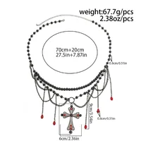 Wholesale Jewelry Basic Cross Arylic Alloy Iron Crystal Tassel Waist Chain main image 2