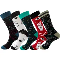 Unisex Classic Style Printing Letter Cotton Crew Socks 5 Pairs Per Pack main image 2