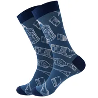 Unisex Classic Style Printing Letter Cotton Crew Socks 5 Pairs Per Pack sku image 4