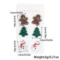 3 Pairs Cute Christmas Tree Gingerbread Snowman Arylic Ear Studs main image 2