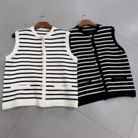 Women's Cardigan Sweater Long Sleeve Sweaters & Cardigans Contrast Binding Simple Style Stripe main image 2