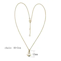 Sterling Silver Vacuum Plating Figaro Chain Polishing Plating Anchor Pendant Necklace main image 2