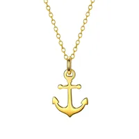 Sterling Silver Vacuum Plating Figaro Chain Polishing Plating Anchor Pendant Necklace sku image 1