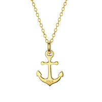 Sterling Silver Vacuum Plating Figaro Chain Polishing Plating Anchor Pendant Necklace main image 5