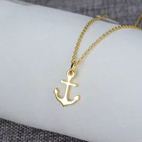 Sterling Silver Vacuum Plating Figaro Chain Polishing Plating Anchor Pendant Necklace main image 1