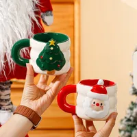 Cute Christmas Tree Santa Claus Ceramics Mug 1 Piece main image 4