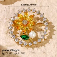 Glam Shiny Heart Shape Flower Grain Copper Inlay Pearl Zircon Women's Brooches sku image 10