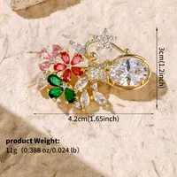 Glam Shiny Heart Shape Flower Grain Copper Inlay Pearl Zircon Women's Brooches sku image 13