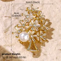 Glam Shiny Heart Shape Flower Grain Copper Inlay Pearl Zircon Women's Brooches sku image 6