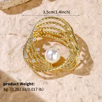 Glam Shiny Heart Shape Flower Grain Copper Inlay Pearl Zircon Women's Brooches sku image 2