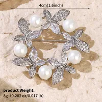 Glam Shiny Heart Shape Flower Grain Copper Inlay Pearl Zircon Women's Brooches sku image 29