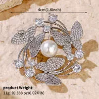 Glam Shiny Heart Shape Flower Grain Copper Inlay Pearl Zircon Women's Brooches sku image 31