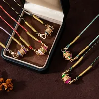 Simple Style Classic Style Geometric Gold Plated Zircon Cotton Rope Copper Wholesale Chain Necklaces main image 3