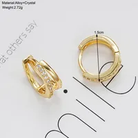 1 Pair IG Style Double Ring Inlay Copper Rhinestones Earrings main image 2