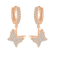 1 Pair Sweet Cool Style Butterfly Plating Inlay Copper Zircon Rose Gold Plated White Gold Plated Gold Plated Men Huggies sku image 3