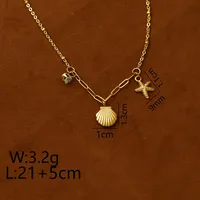 Wholesale Jewelry Vacation Beach Starfish Shell 304 Stainless Steel Zircon 18K Gold Plated Plating Stainless Steel Jewelry Sets sku image 2