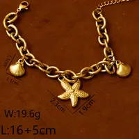 Wholesale Jewelry Vacation Beach Starfish Shell 304 Stainless Steel Zircon 18K Gold Plated Plating Stainless Steel Jewelry Sets sku image 3