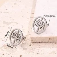 Wholesale Jewelry Casual Basic Vacation Round Life Tree Simple 304 Stainless Steel Handmade Polishing Jewelry Set sku image 2