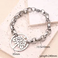 Wholesale Jewelry Casual Basic Vacation Round Life Tree Simple 304 Stainless Steel Handmade Polishing Jewelry Set sku image 1