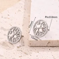 Wholesale Jewelry Casual Basic Vacation Round Life Tree Simple 304 Stainless Steel Handmade Polishing Jewelry Set sku image 2