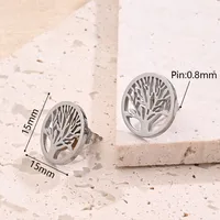 Wholesale Jewelry Casual Vacation Round Life Tree Simple 304 Stainless Steel Handmade Polishing Jewelry Set sku image 2