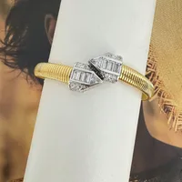 Rock Simple Style Arrow Brass 18K Gold Plated Zircon Bangle In Bulk sku image 1