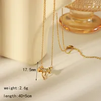 304 Stainless Steel Copper 18K Gold Plated Heart Shape Bow Knot Pendant Necklace main image 3