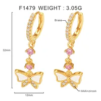 1 Pair IG Style Fairy Style Sweet Butterfly Plating Inlay Copper Zircon Copper Earrings Sets main image 2