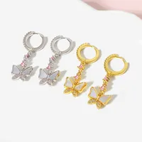 1 Pair IG Style Fairy Style Sweet Butterfly Plating Inlay Copper Zircon Copper Earrings Sets main image 3