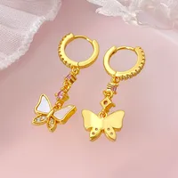 1 Pair IG Style Fairy Style Sweet Butterfly Plating Inlay Copper Zircon Copper Earrings Sets main image 5